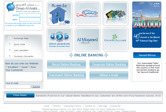 Oman Arab Bank Website Development