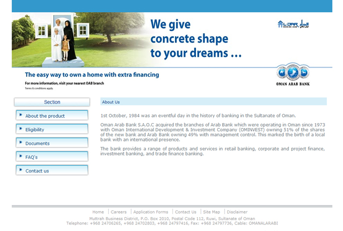 Oman Arab Bank Website Development